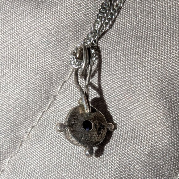 925 Sterling Silver Blue Cabochon Pendant Necklace 5496 - Picture 4 of 7